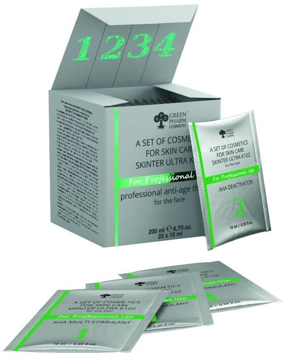 Q+A Žalias Pharm Cosmetic Skinter Ultra K102 odos priežiūros rinkinys 200ml
