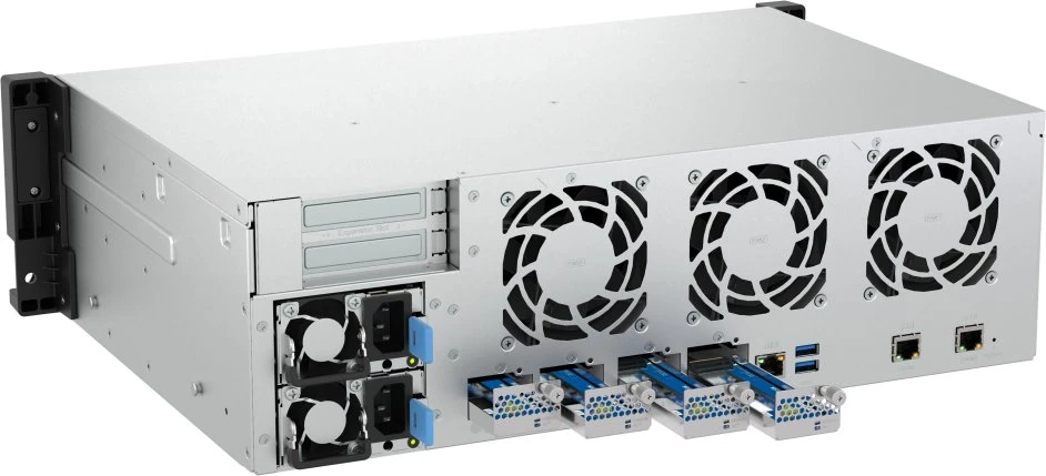 Qnap serveris QNAP TS-h1655XeU-RP-8G | 16 lizdų plokščias NAS serveris, Intel, 8GB RAM, 2x 10Gb Base-T, RP, RACK