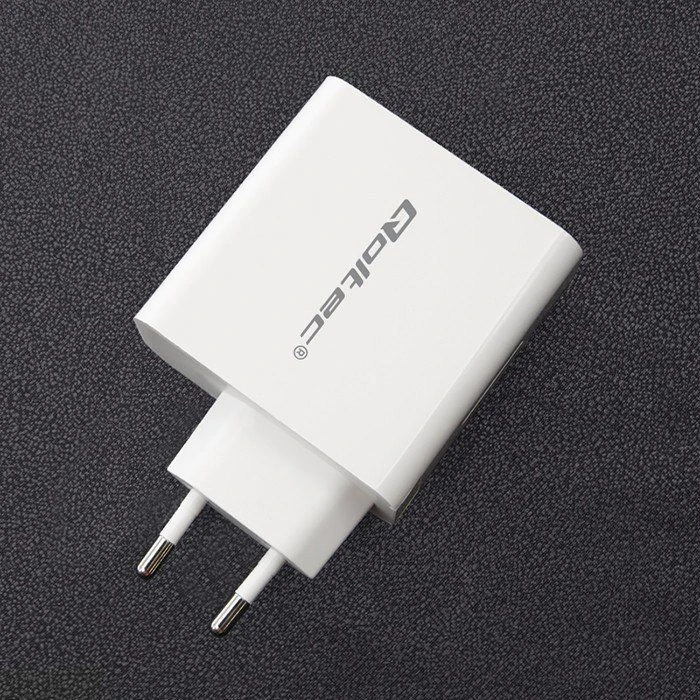 QOLTEC 51715 Įkroviklis 63W 5-20V 1.5-3A USB tipas C PD USB QC 3.0 Baltas