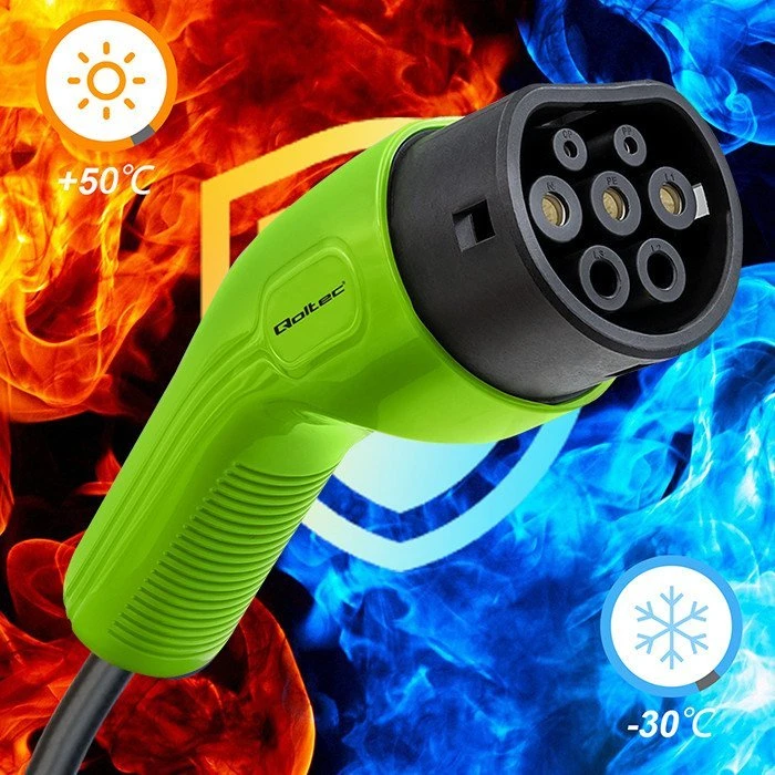 „Qoltec“ EV 2 tipo automobilio įkrovimo laidas | 230 V | 7 kW | 32 A | 5 m