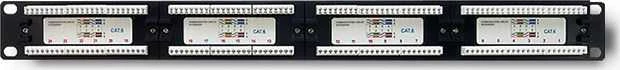 QOLTEC 54475 Patch panel RACK 24 jungtys kat.5E UTP Juodas