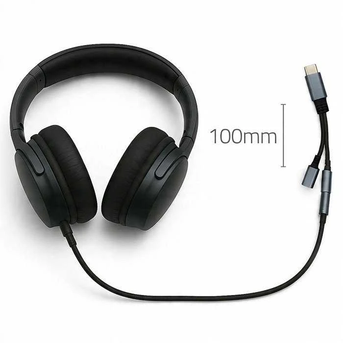 Qoltec 2in1 USB-C adapteris PD 15W 10cm aliuminis