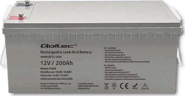 QOLTEC 53069 AGM baterija 12V 200Ah maks. 3000A