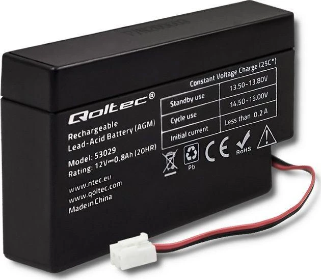 QOLTEC AGM baterija 12V 0,8Ah maks. 12A