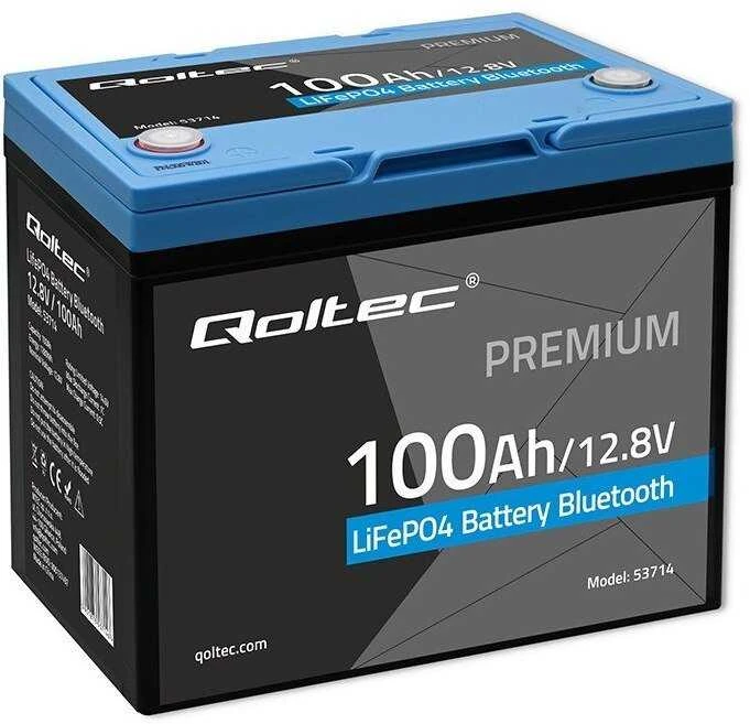„Qoltec LiFePO4“ ličio-geležies-fosfato akumuliatorius | 12,8 V | 100 Ah | 1280 Wh | „Bluetooth“ | BMS