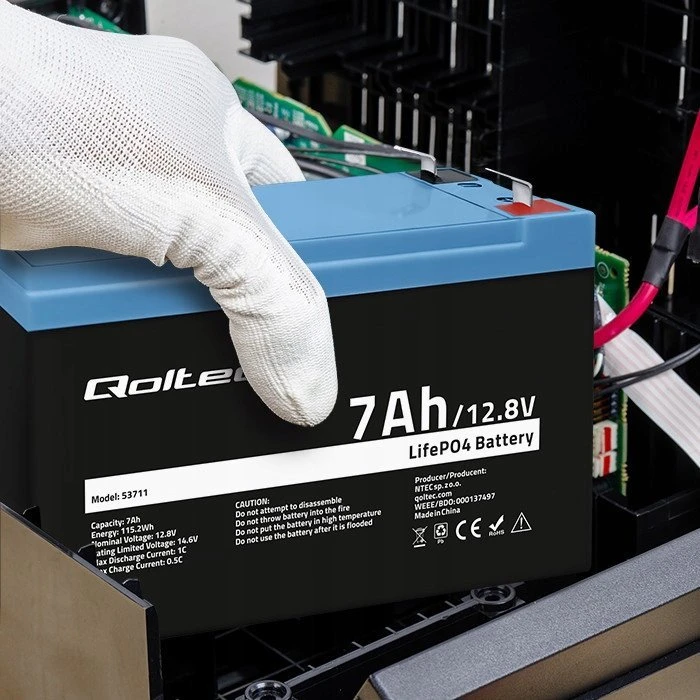 Qoltec LiFePO4 ličio geležies fosfato baterija 12.8V 7Ah 89.6Wh BMS