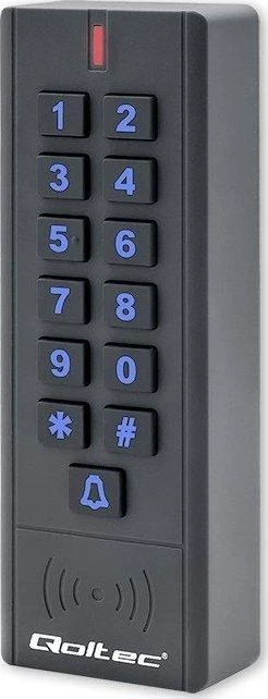 QOLTEC 52440 Kodinė spyna CALISTO su RFID skaitytuvu Kodų kortelės rakto pakabukas Durų skambučio mygtukas IP68 EM