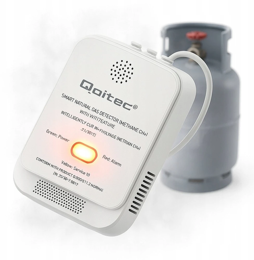 Qoltec Propano-butano dujų nuotėkio jutiklis LPG su 85dB aliarmu ir LED