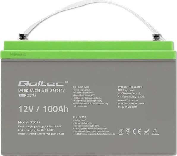 QOLTEC 53077 Deep Cycle Gel Baterija 12V 100Ah