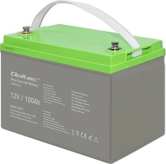 QOLTEC 53077 Deep Cycle Gel Baterija 12V 100Ah