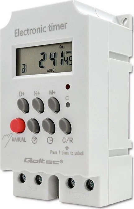 QOLTEC 50629 Elektroninis laikmatis PC0629 DIN bėgiui / LCD