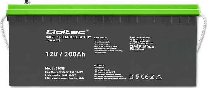 QOLTEC 53083 Gel Baterija 12V 200Ah