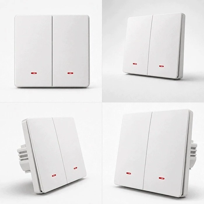 Qoltec 52706 Smart 2-Gang Light Switch | Wi-Fi | Timer | Tuya | Smart life | Baltas