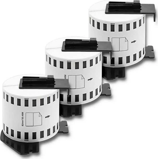 QOLTEC Tape for BROTHER DK-22205 62mm x 30.48m Baltas / Juodas overprint Volelis su rankena