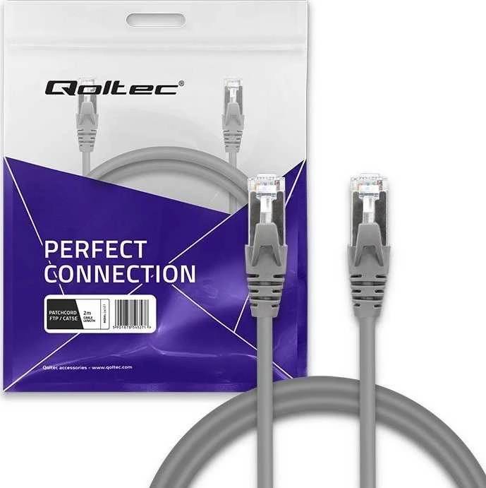 Qoltec FTP kabelis CAT5e 2xRJ45 2m auksuotas ekranuotas
