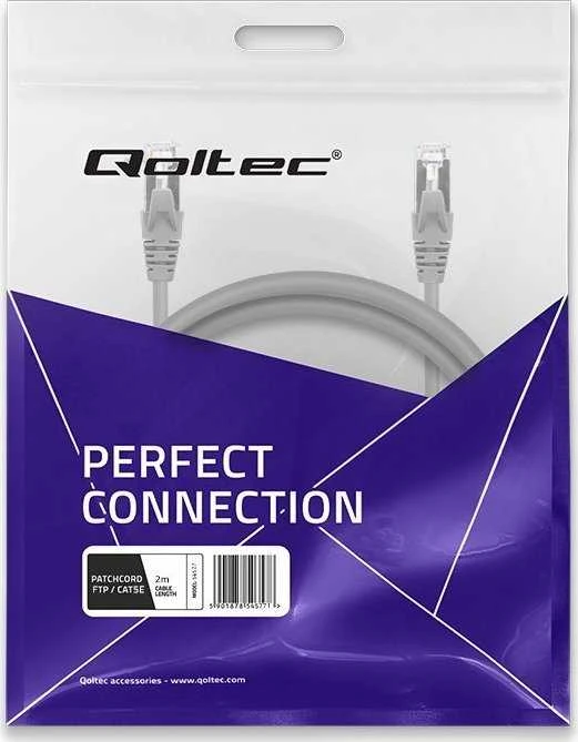 Qoltec FTP kabelis CAT5e 2xRJ45 2m auksuotas ekranuotas