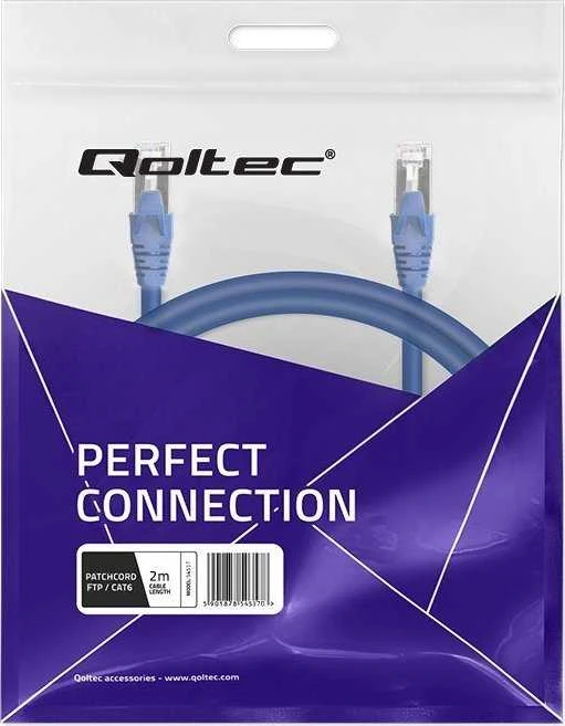 Qoltec FTP kabelis Patchcord CAT6 2xRJ45 2m auksuotas ekranuotas
