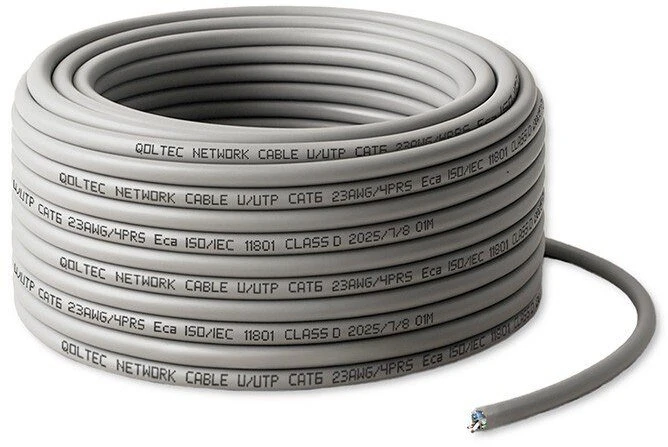 Qoltec CAT6 UTP tinklo kabelis 25m pilkas