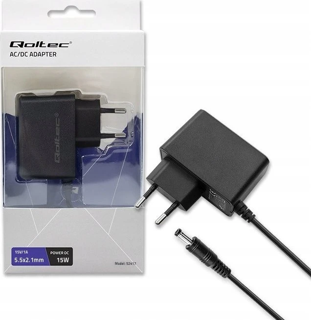 QOLTEC 52417 Kištukinis maitinimo adapteris PREMIUM 15W / 15V / 1A / 5,5x2,1