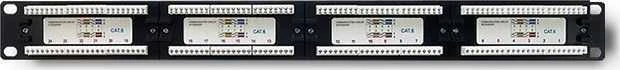 QOLTEC 54474 Patch panel RACK 24 jungtys Cat 6 UTP Juodas