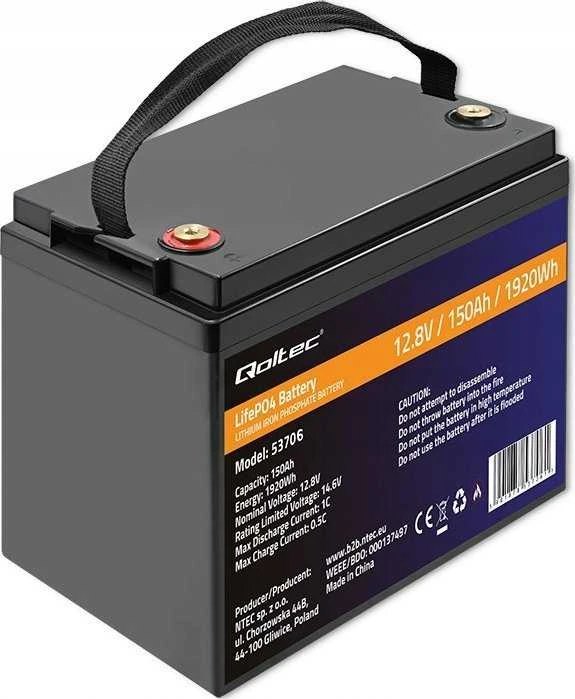 Qoltec LiFePO4 ličio geležies fosfato akumuliatorius | 12,8 V | 150 Ah | 1920 Wh | BMS