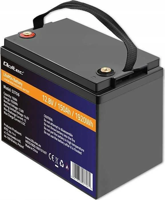 Qoltec LiFePO4 ličio geležies fosfato akumuliatorius | 12,8 V | 150 Ah | 1920 Wh | BMS