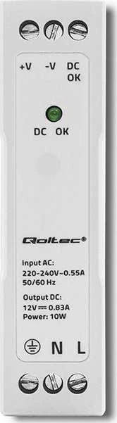Maitinimo šaltinis skirtas bėgiui din 10 W 12 V 083 A baltas plonas Qoltec