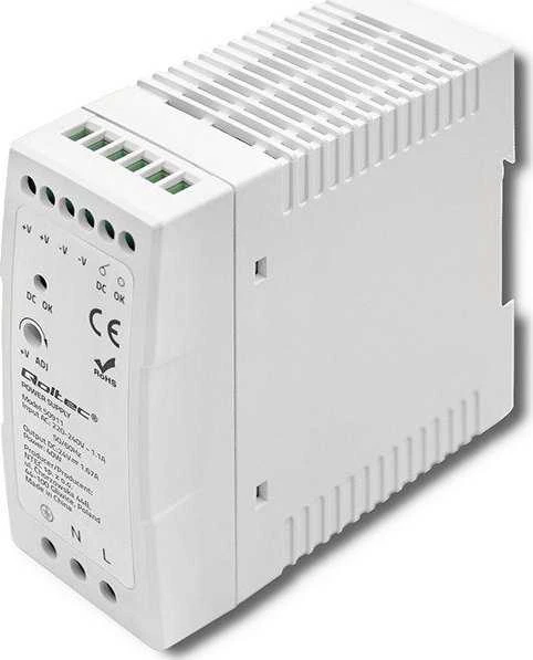 QOLTEC 50911 DIN bėgio maitinimo šaltinis 40W 24V 1.67A Baltas Slim