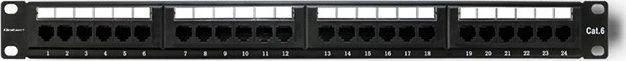 QOLTEC 54474 Patch panel RACK 24 jungtys Cat 6 UTP Juodas