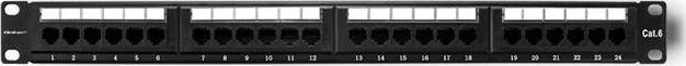 QOLTEC 54475 Patch panel RACK 24 jungtys kat.5E UTP Juodas
