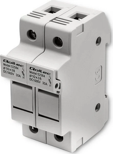 QOLTEC 52584 Saugiklio pagrindas Nuolatinės srovės saugiklis / 2P / 1000V / 30A / 10x38 / saulės