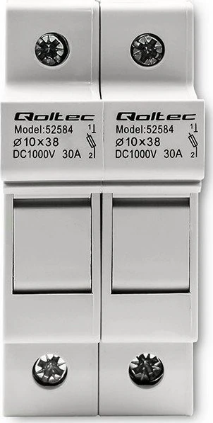 QOLTEC 52584 Saugiklio pagrindas Nuolatinės srovės saugiklis / 2P / 1000V / 30A / 10x38 / saulės