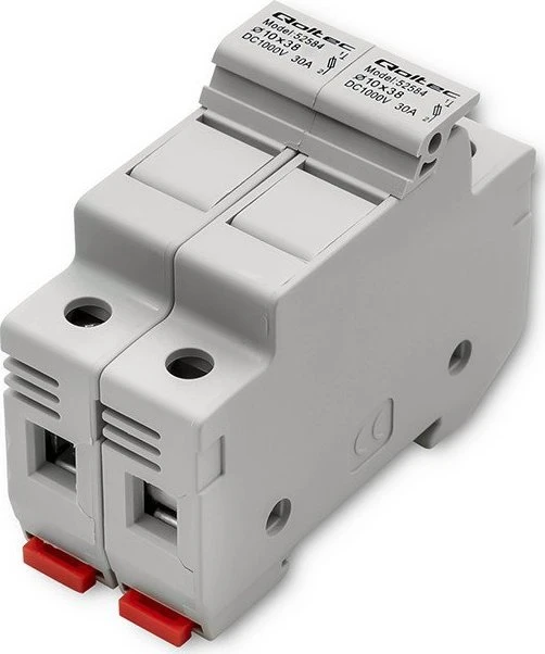 QOLTEC 52584 Saugiklio pagrindas Nuolatinės srovės saugiklis / 2P / 1000V / 30A / 10x38 / saulės