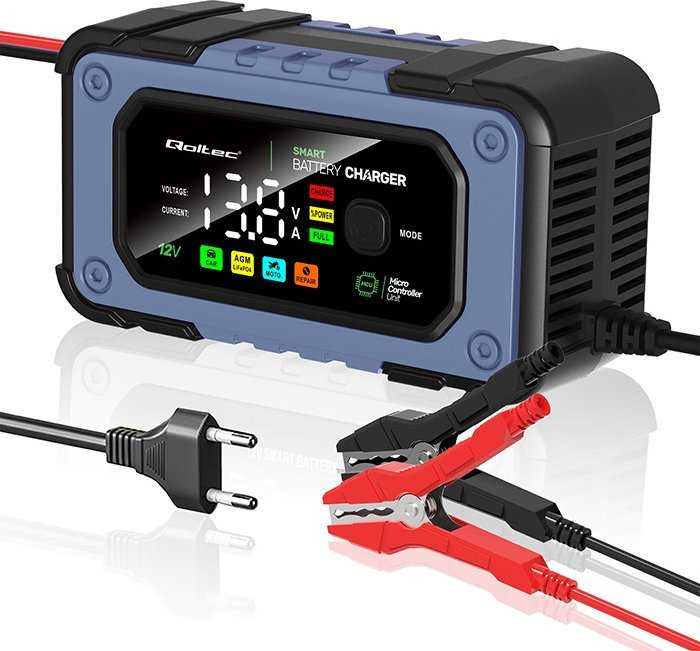 Qoltec Intelektualus mikroprocesorius kroviklis 12V | 7A | AGM LiFePO4 GEL akumuliatoriaus įkroviklis su remonto funkcija