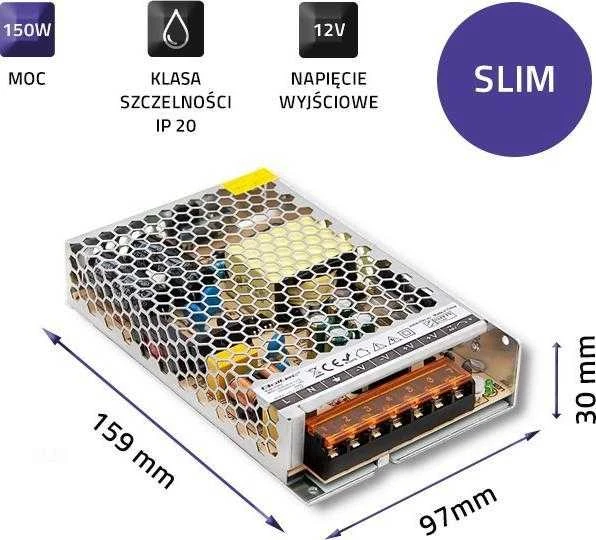 QOLTEC 50967 LED tvarkyklė IP20 150W 12V 12.5A Slim
