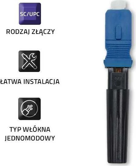QOLTEC 54499 SC UPC šviesolaidinis greitasis jungiklis, vienmodis, 0,9 mm, 10 vnt. rinkinys