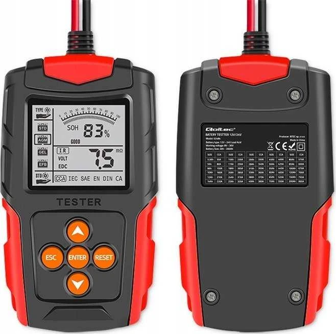 Qoltec skaitmeninis akumuliatoriaus testeris su LCD ekranu | 12V | 24V | 3Ah-200Ah