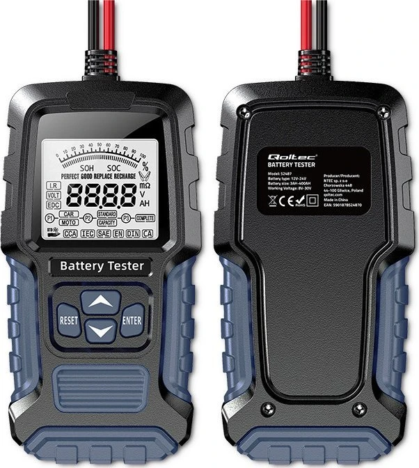 Qoltec Skaitmeninis testeris su wyświetlaczem LCD | 12V | 24V | 3Ah-250Ah
