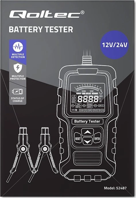 Qoltec Skaitmeninis testeris su wyświetlaczem LCD | 12V | 24V | 3Ah-250Ah