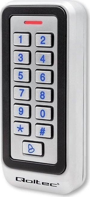 QOLTEC 52442 Kodinė spyna RHEA su RFID skaitytuvu Kodų kortelės rakto pakabukas Durų skambutis IP68 EM