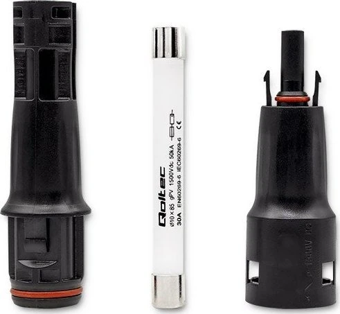 QOLTEC 52599 Saulės kolektoriaus jungtis su saugikliu / MC4 jungtis / 1500V / 30A