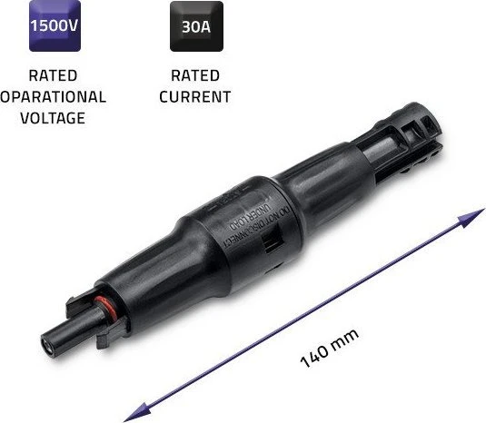 QOLTEC 52599 Saulės kolektoriaus jungtis su saugikliu / MC4 jungtis / 1500V / 30A