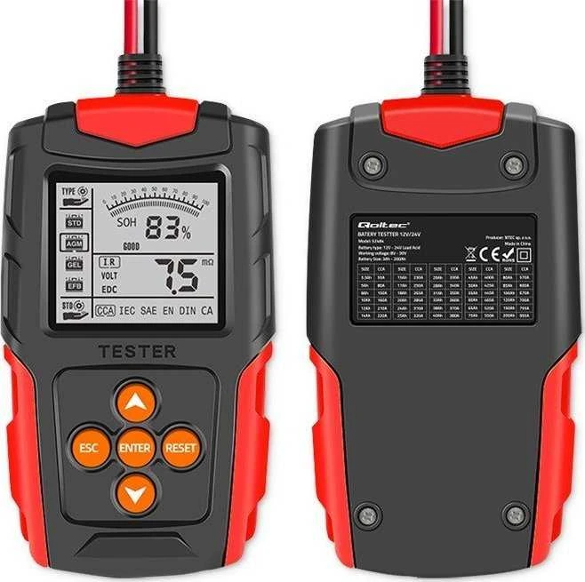 Qoltec skaitmeninis akumuliatoriaus testeris su LCD ekranu | 12V | 24V | 3Ah-200Ah