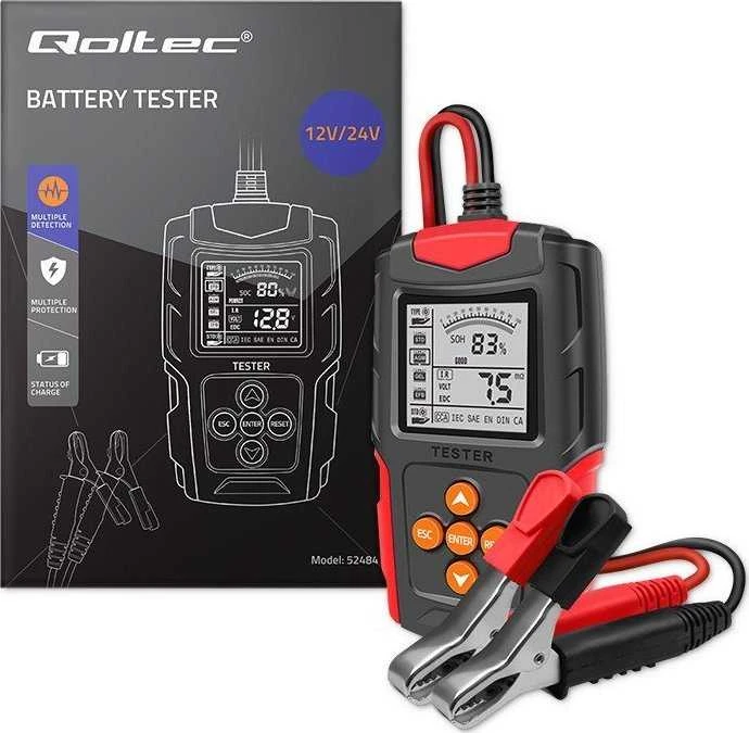 Qoltec skaitmeninis akumuliatoriaus testeris su LCD ekranu | 12V | 24V | 3Ah-200Ah