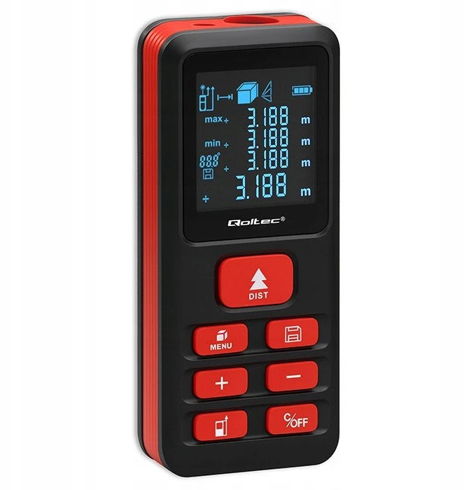 „Qoltec Precision“ skaitmeninis lazerinis atstumo matuoklis su elektroniniu nivelyru | su LCD ekranu | 120 m