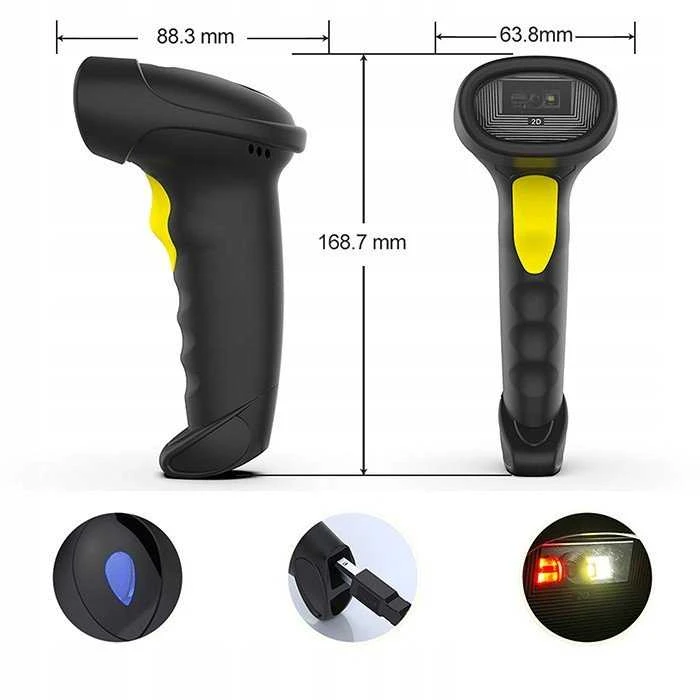 „Qoltec“ brūkšninių kodų ir QR kodų skaitytuvas | 1D 2D | USB | „Bluetooth“