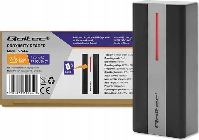 Qoltec RFID kortelių ir raktų pakabukų skaitytuvas EM Mifare ABS
