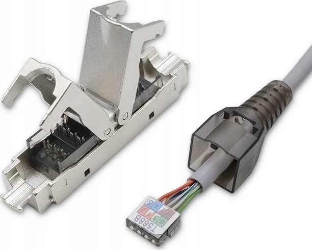 Kištukas rj45 be įrankių stp cat6 lizdas kaištis t568b t568a Qoltec