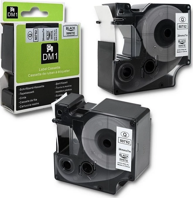 QOLTEC 50752 Tape for DYMO D1 53713/ 53718 / 24mm x 7m / Baltas/Juodas print