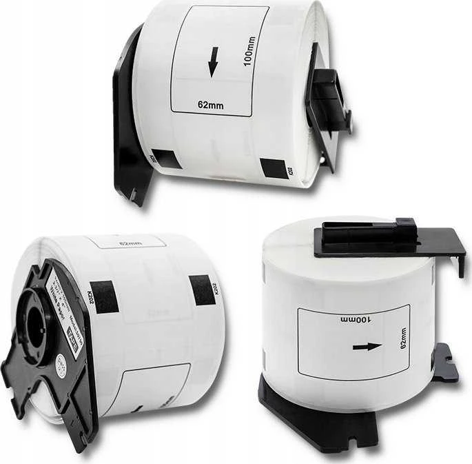 QOLTEC 50750 Juosta BROTHER DK-11202 / 62mm x 100mm / 300 etikečių / Baltas/Juodas print / Rulonas su laikikliu